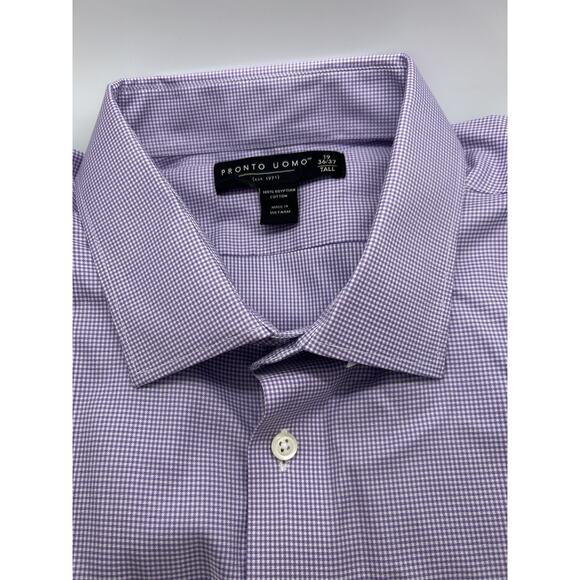 Pronto Uomo Purple Dress Shirt Size 19 / 36-37 Tall Button Up Long Sleeve NWT - Picture 1 of 7